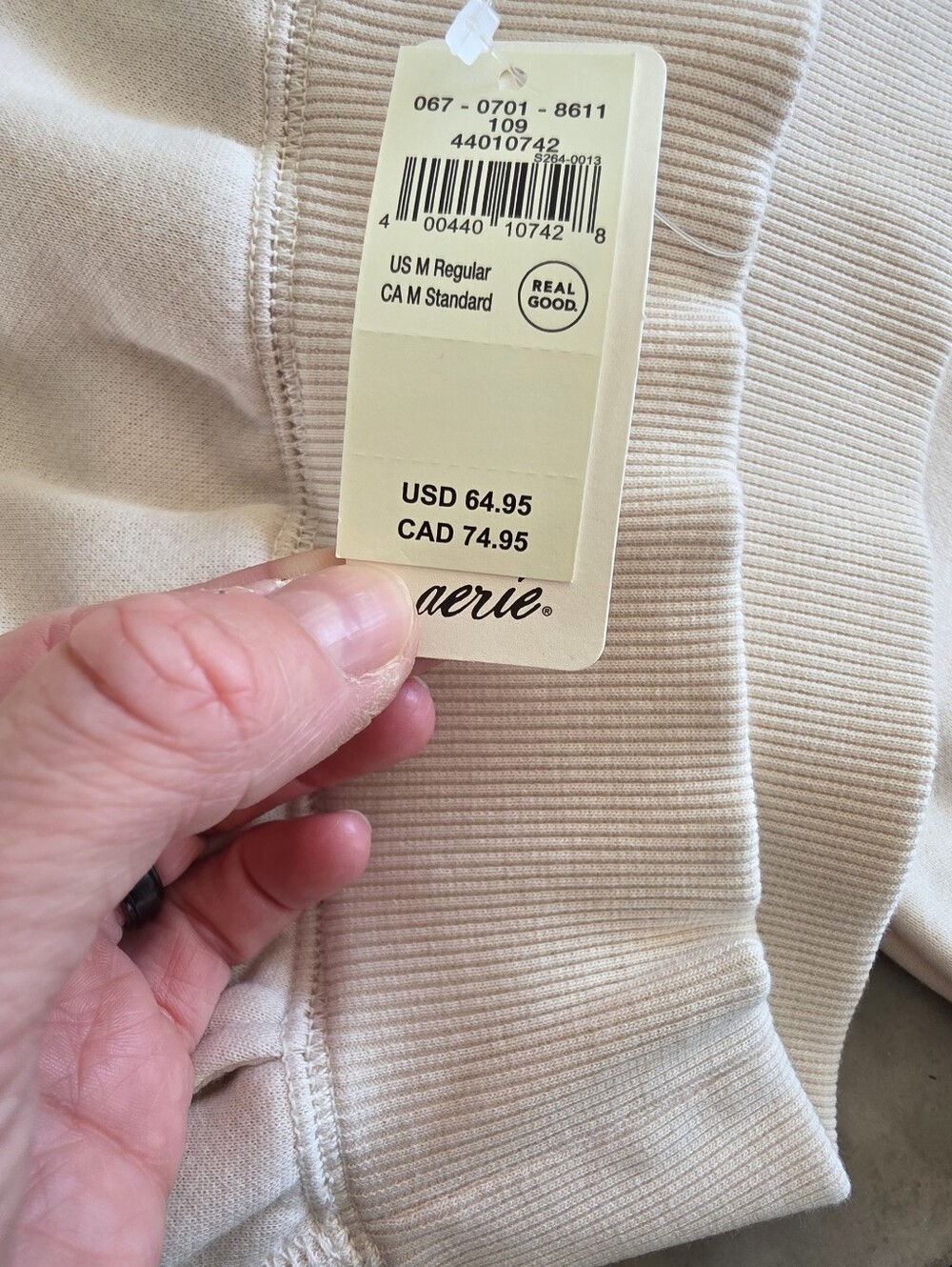 Aerie ($170) NWT Cream Oversized V-Neck Lounge Set Wide Leg Pants Matching Set - Picture 5 of 16